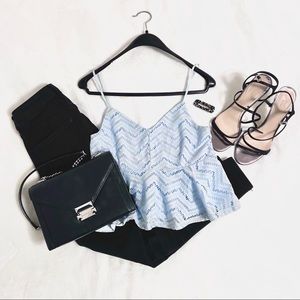 Baby blue pleated crop top